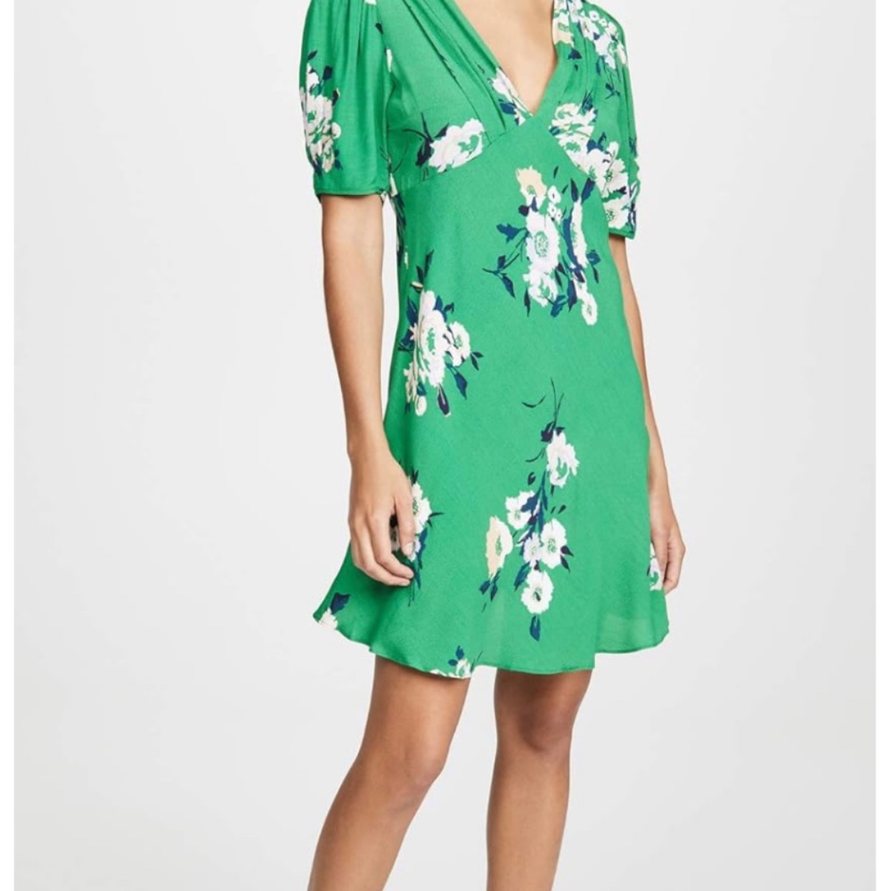 Free People Green Neon Garden Floral Print Mini Dress NWOT Size 0